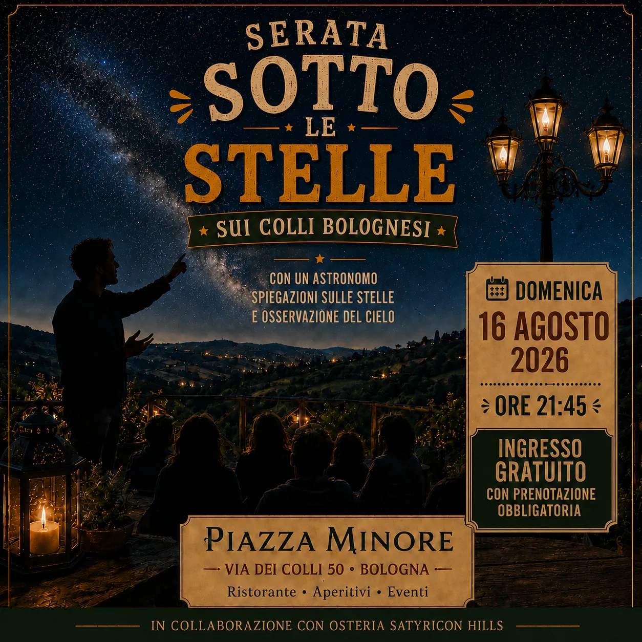 Serata sotto le stelle con astronomo presso Piazza Minore
