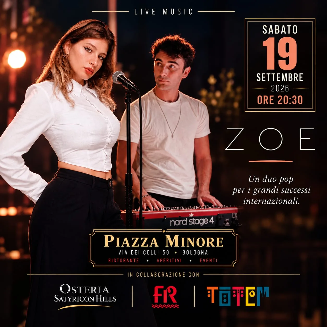 Colli in music at Piazza Minore presents : ZOE